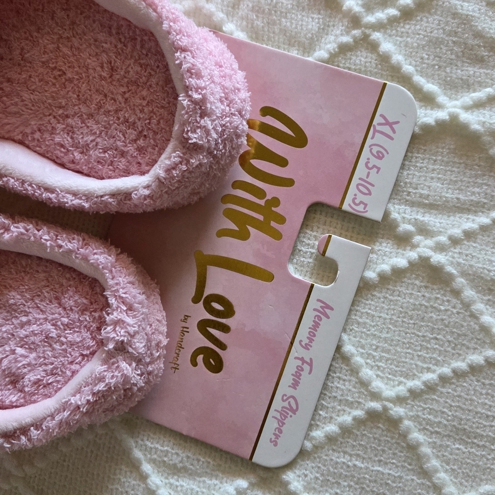 Plush Women Pink Strawberry Memory Foam Cozy Indoor Slippers Size 10 - Picture 4 of 7